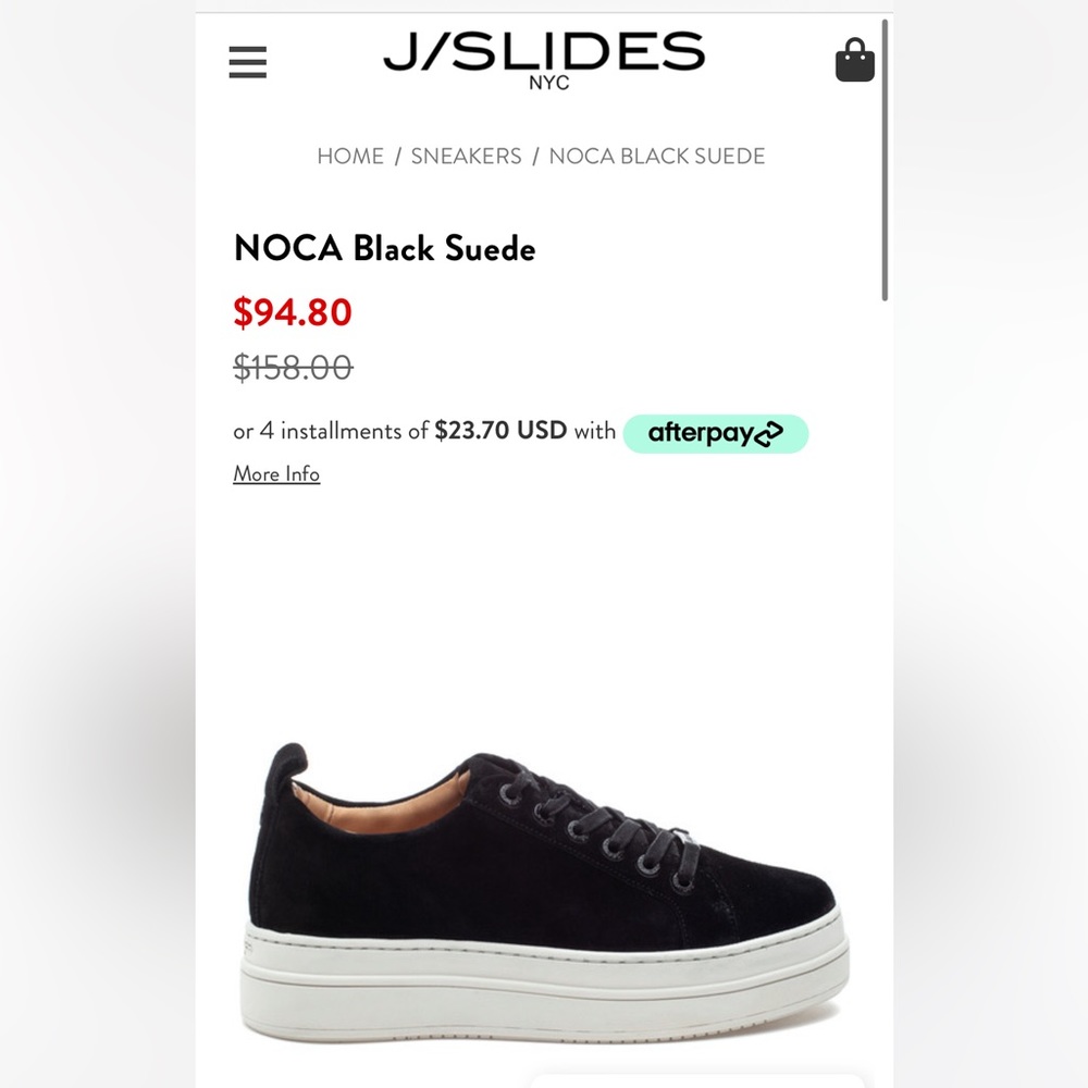 NWOT J/SLIDES NOCA Black Suede size 7